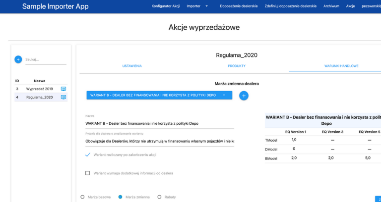 Platforma ofertowania dla importerów samochodowych - 4